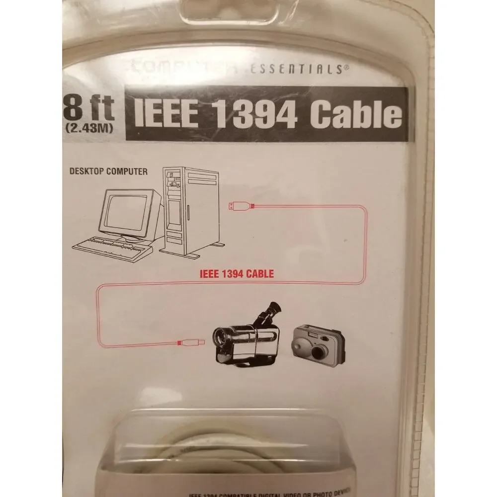 Computer essentials 8' IEEE 1394 cable 6 pin to 4 pin item no 296